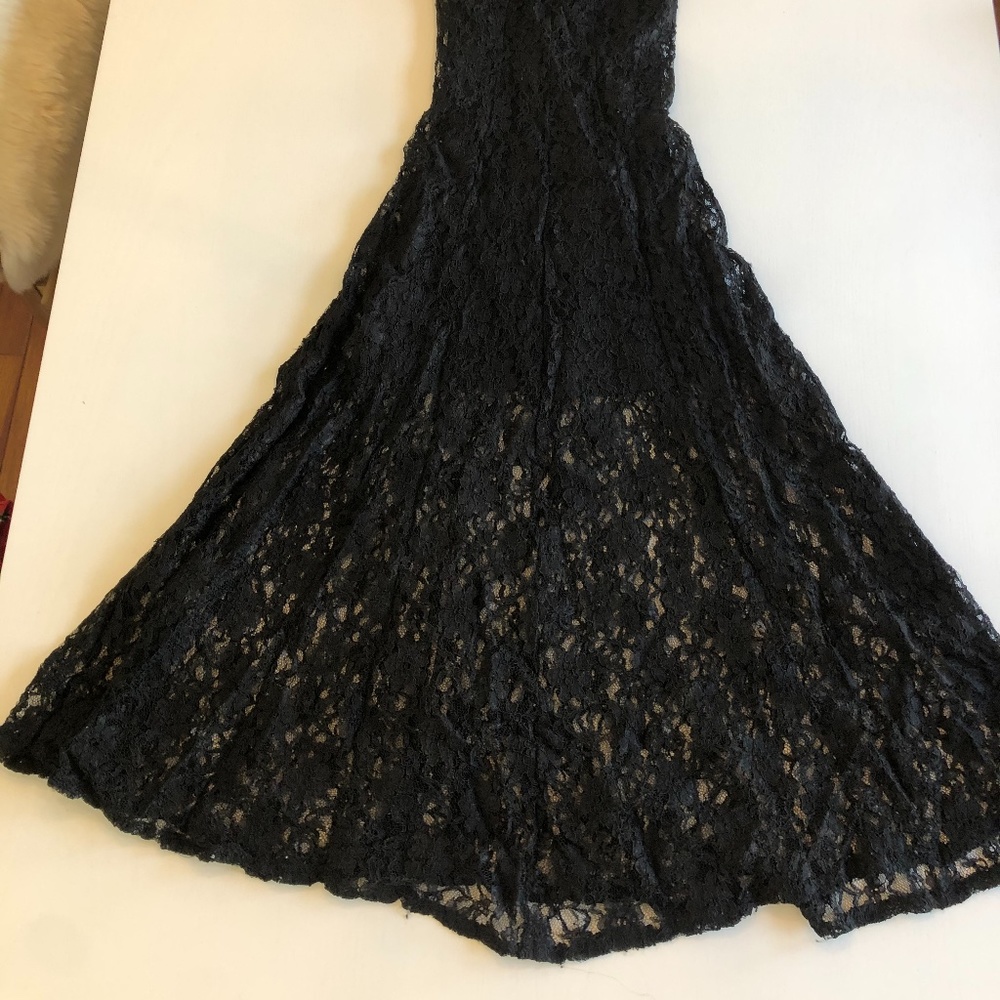 Black Minidress with Sheer Lace Overlay